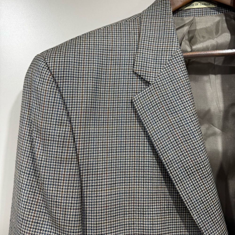 Lauren Ralph Lauren Sport Coat Blazer Mens 44L Brown Silk Wool Houndstooth